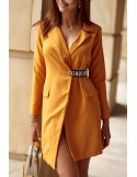 Long mustard jacket dress FG575 - Online store - Boutique